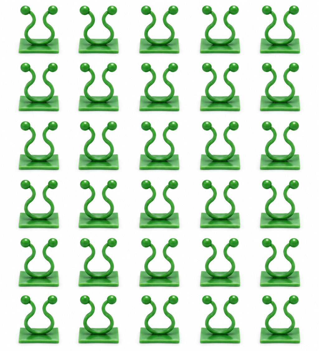 30-Piece Self-Adhesive Climbing Plant Support Clips with Flexible Arms - Green