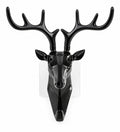 DZK Deer Head Multi-Hook Wall Hanger with Self-Adhesive Mount - Black