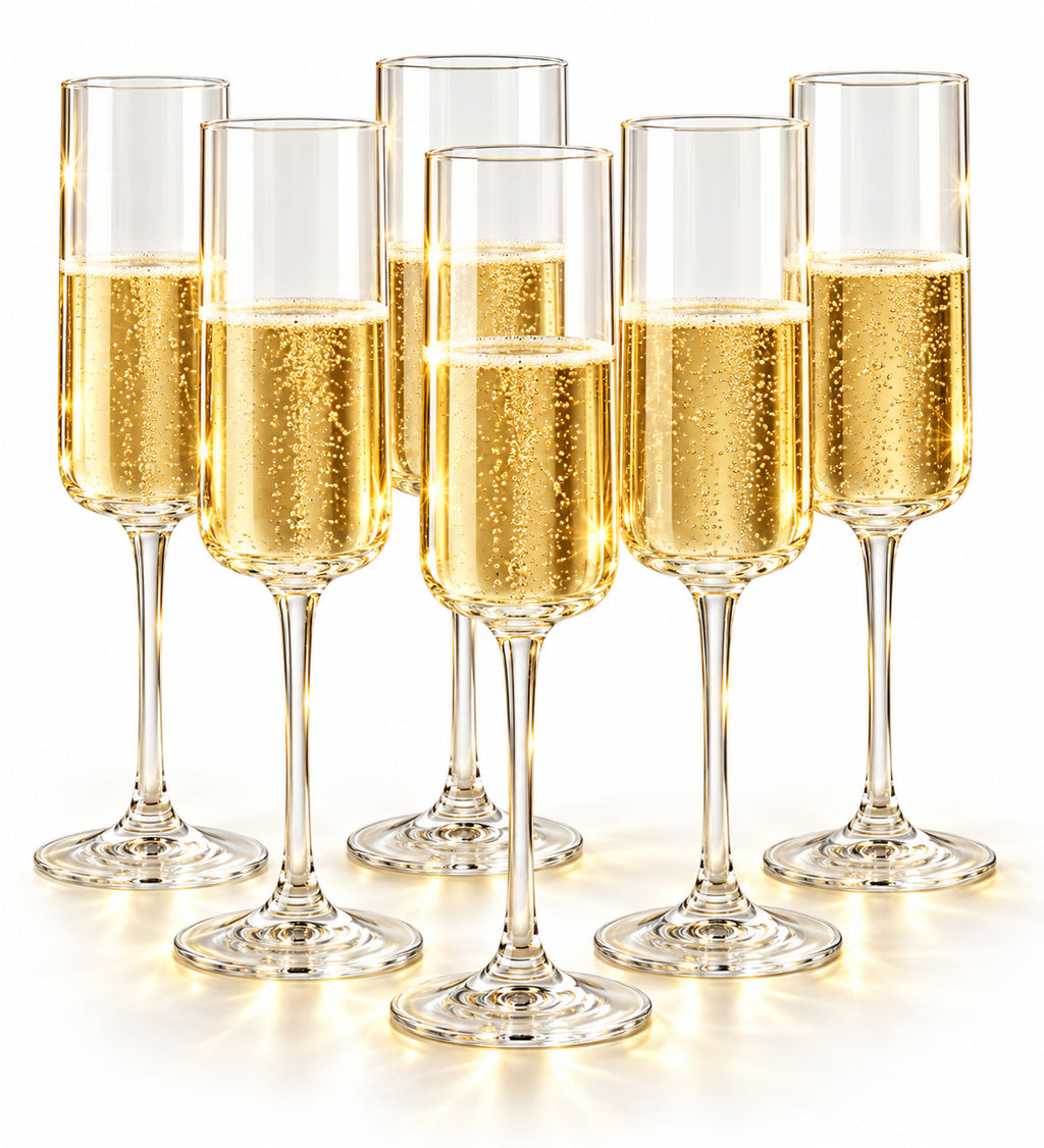 DZK Champagne Flute Glasses Set of 6 - 175 ML Each