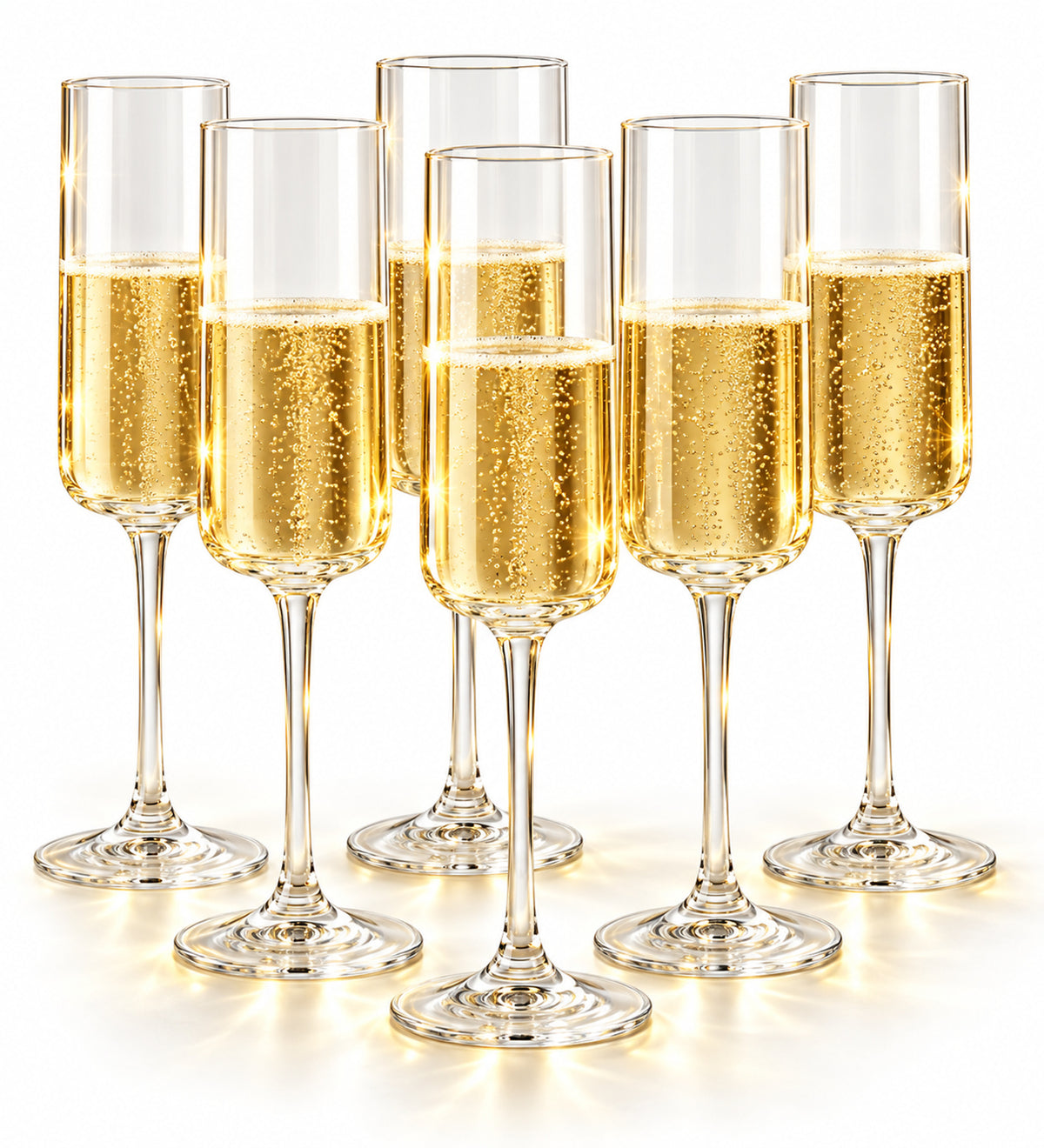 DZK Champagne Flute Glasses Set of 6 - 175 ML Each
