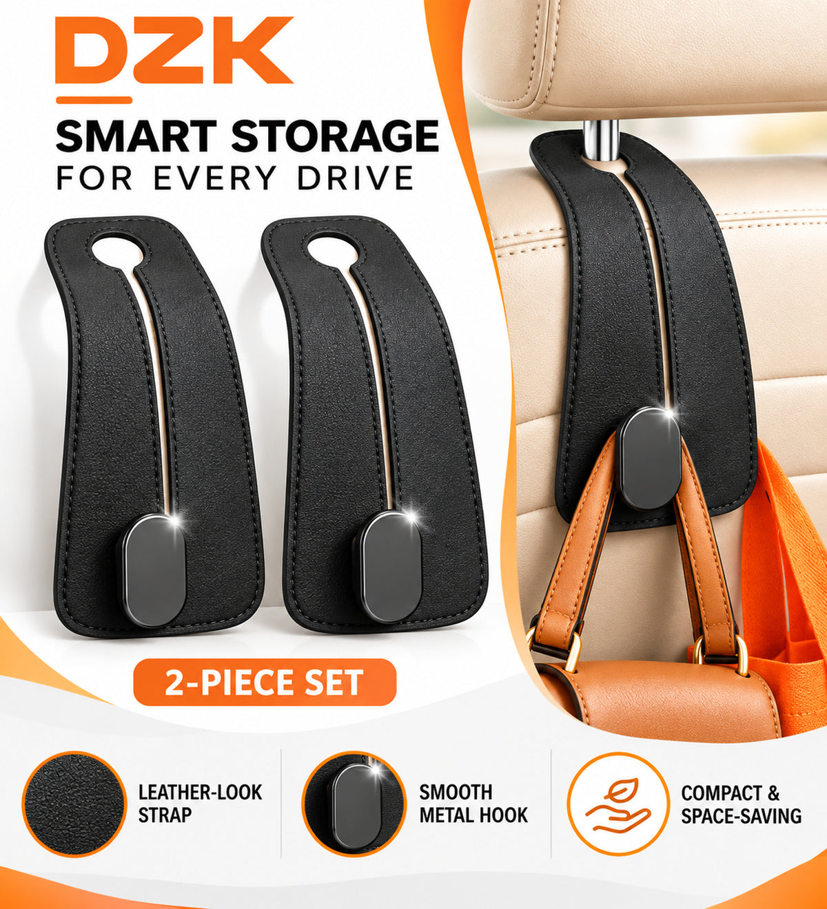 Car Seat Headrest Bag Hook Hanger for Handbags, Shopping Bags & Accessories