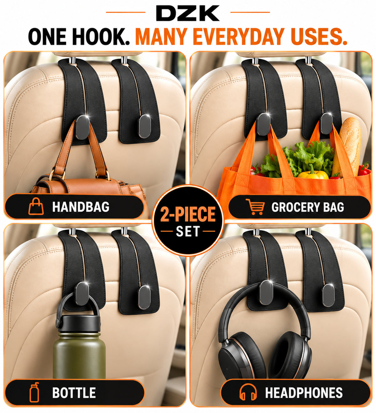 Car Seat Headrest Bag Hook Hanger for Handbags, Shopping Bags & Accessories