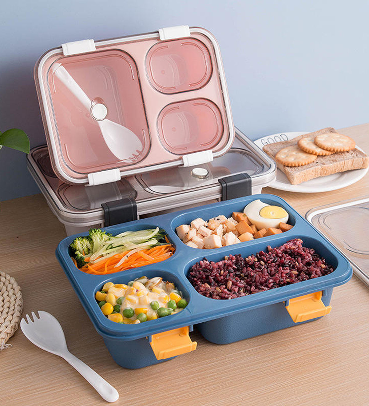 4 Compartment Leak Proof Lunch Box Microwave Safe Bento Box