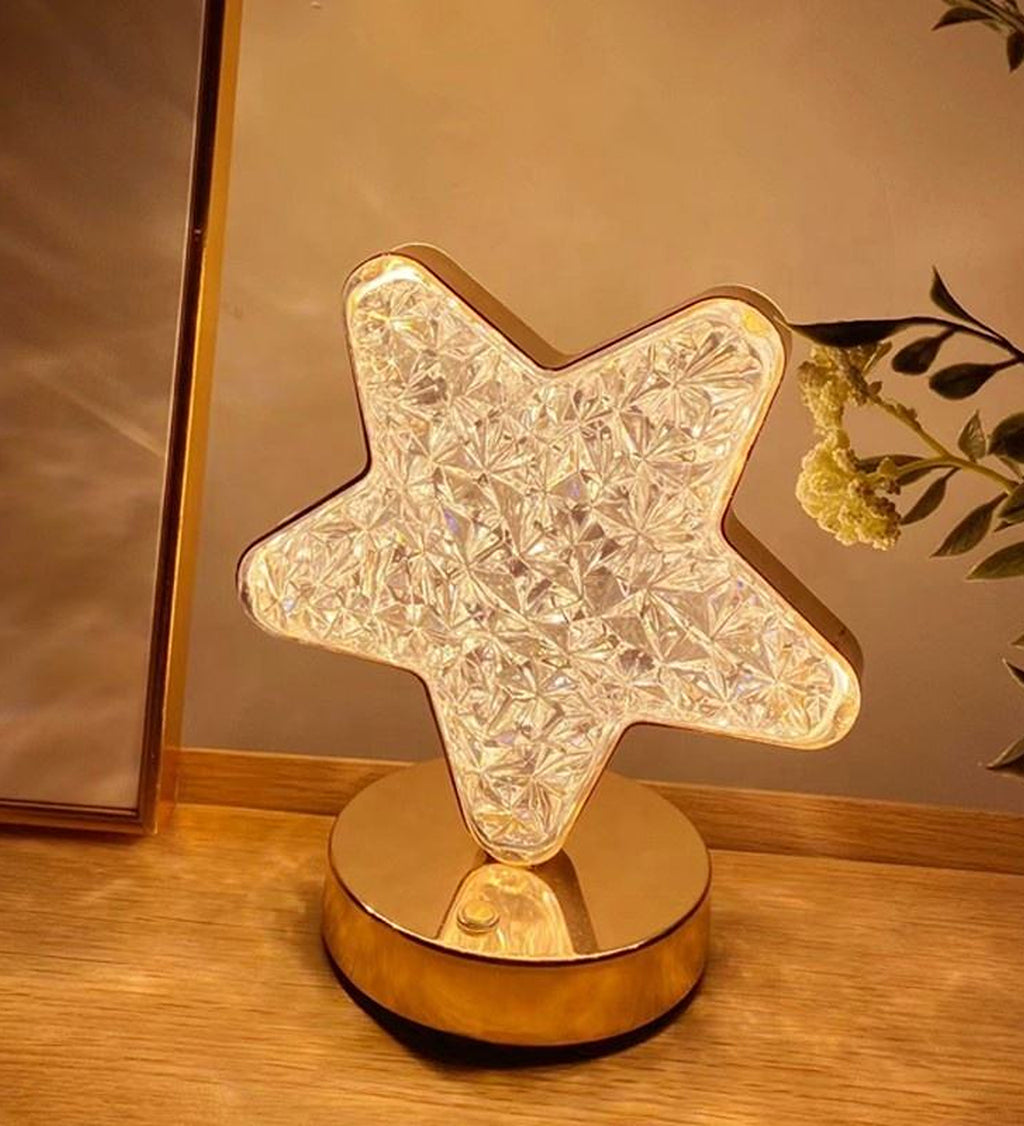 Modern Novelty LED Crystal Star Desk Lamp Rechargeable Touch Table Lamp