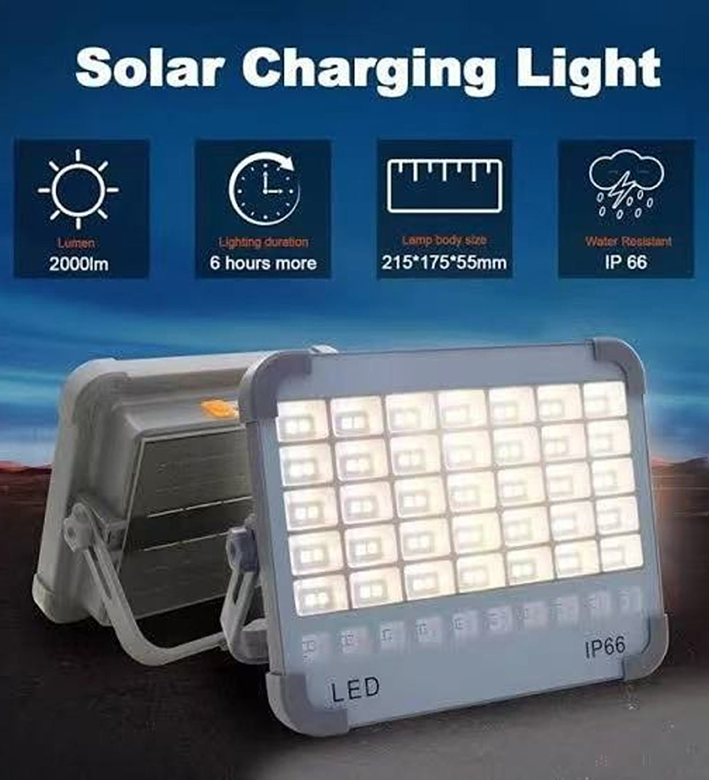 30W Rechargeable Solar LED Camping Light IP66 Portable Emergency Flood Light
