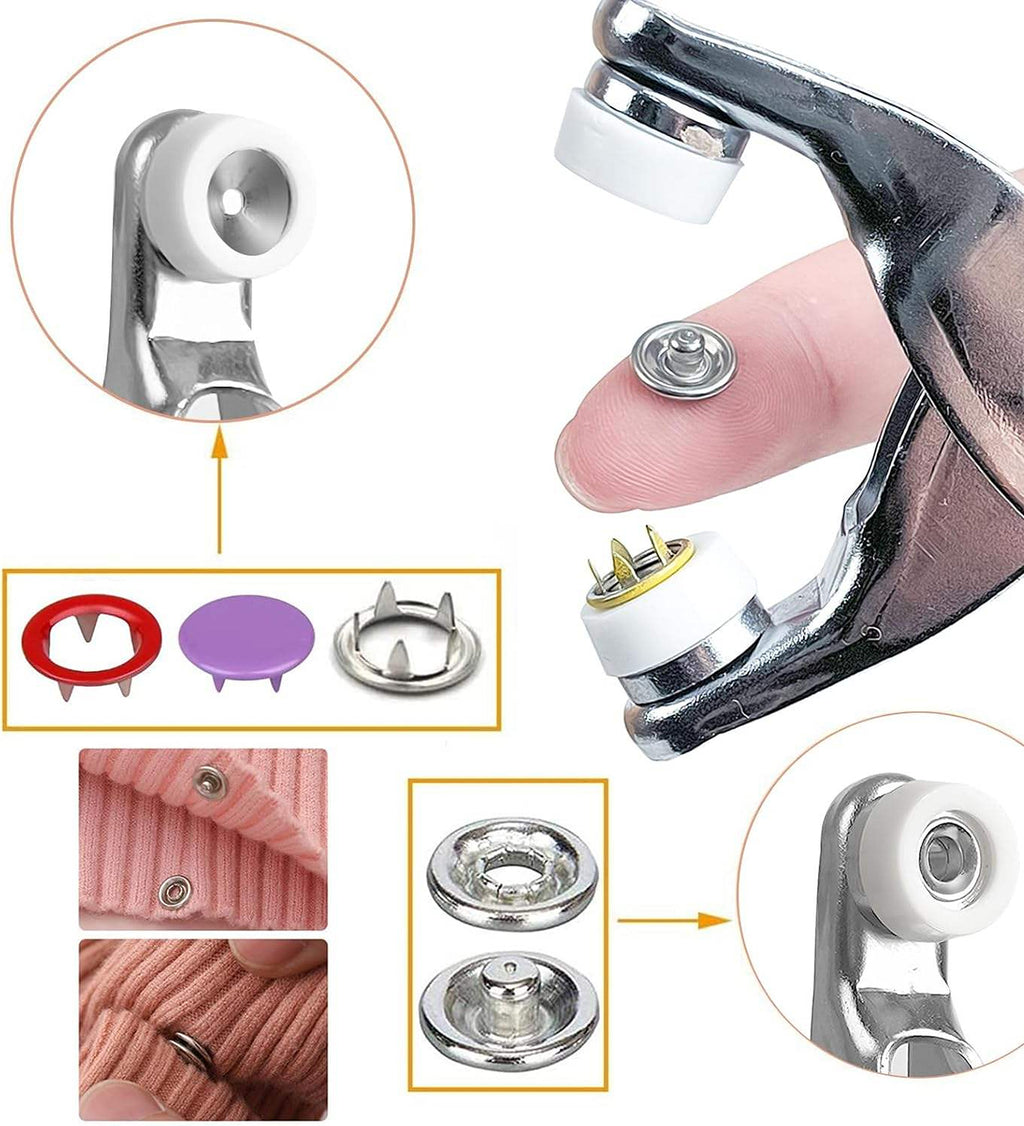 DZK Hand Press No-Sew Five Claw Snap Button Installation Tool Kit