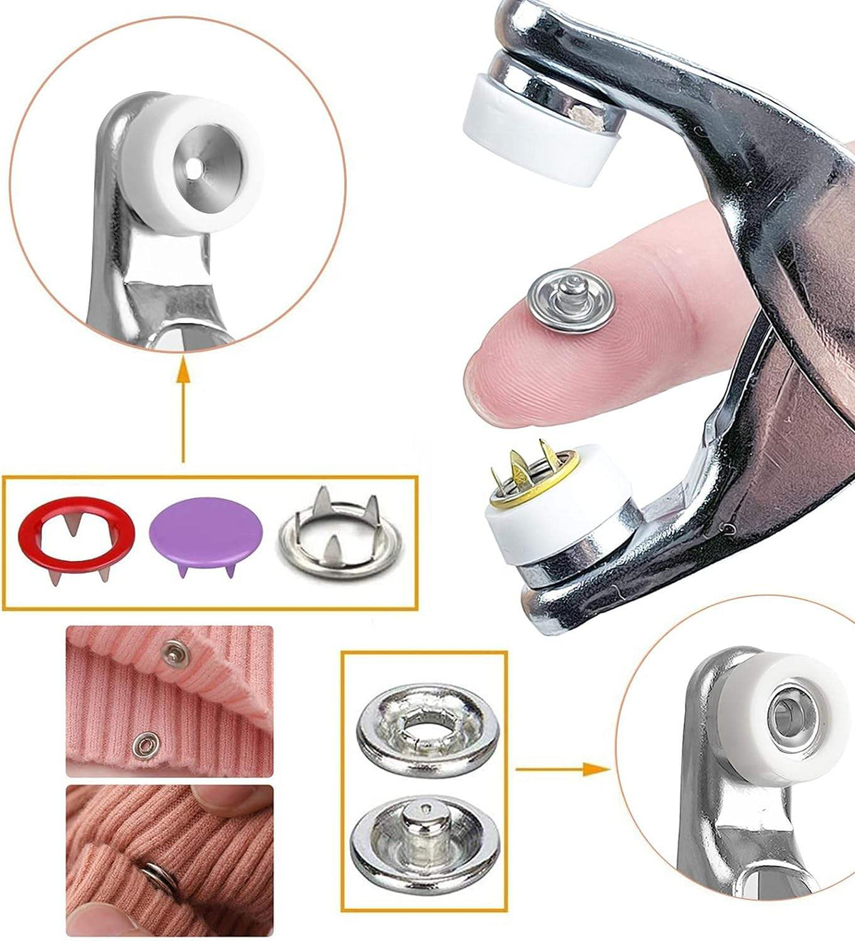 DZK Hand Press No-Sew Five Claw Snap Button Installation Tool Kit