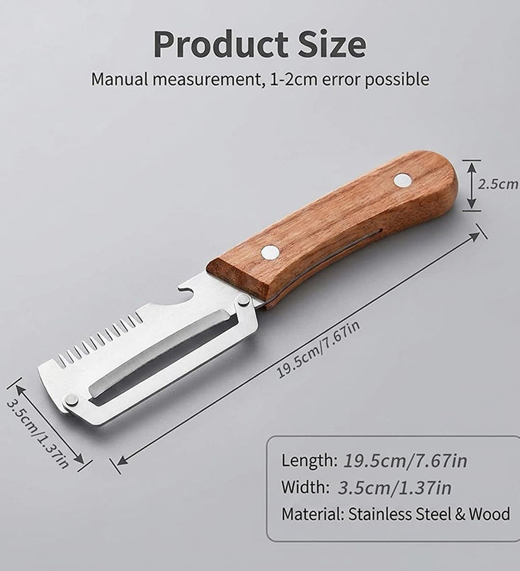 DZK 3 in 1 Stainless Steel Vegetable Peeler with Wooden Handle