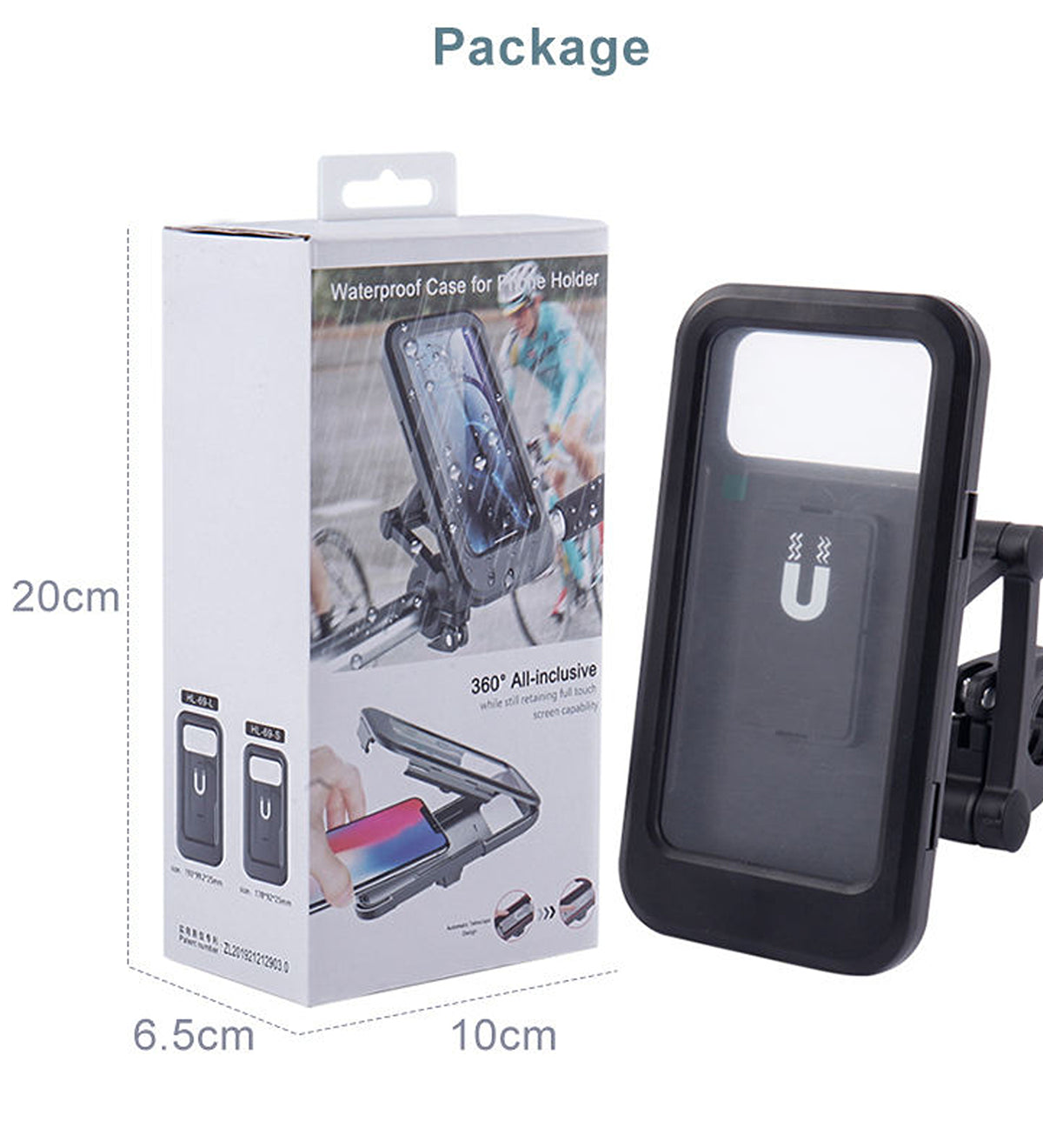 DZK Waterproof Motorcycle Bike Mobile Phone Holder with Handlebar Mount