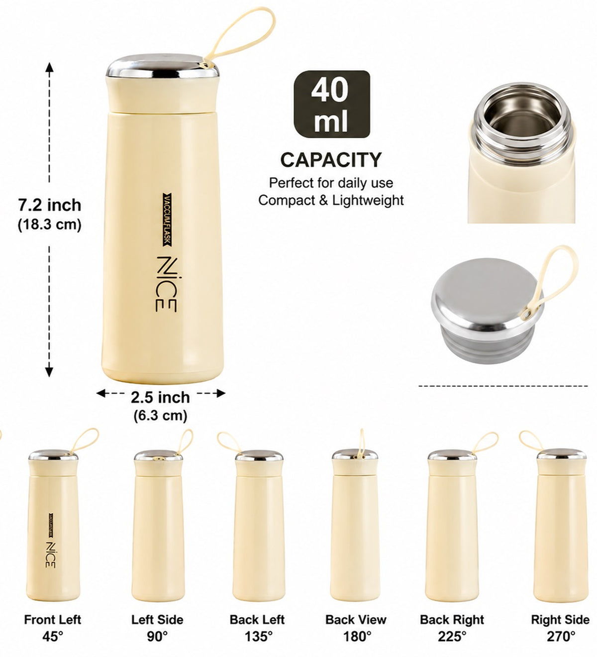 Stainless Steel Vacuum Insulated Water Bottle 400ml Leak Proof Flask