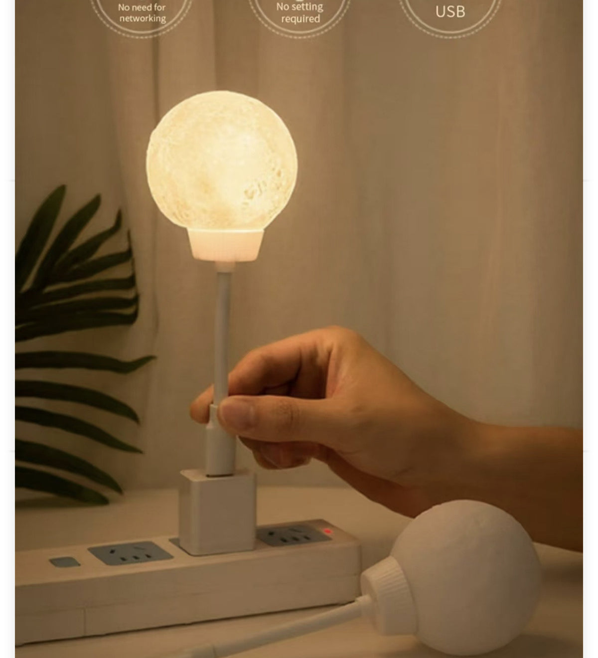 Moon Night Light USB LED Lamp Portable Flexible Reading Light