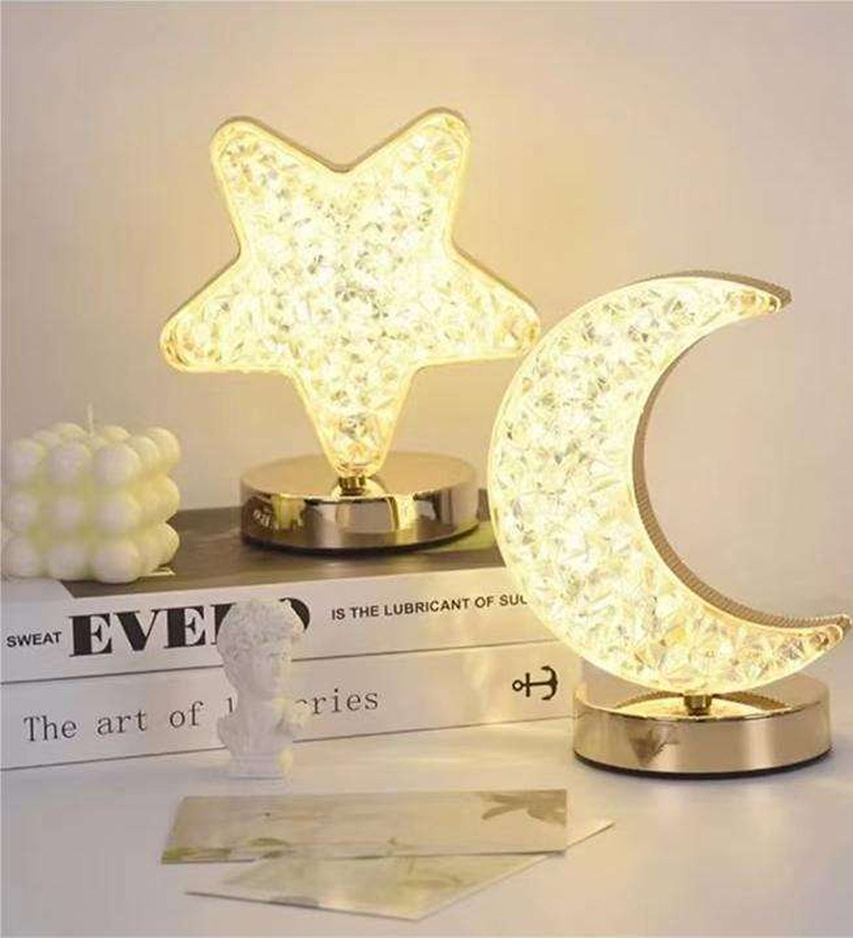 Modern Novelty LED Crystal Star Desk Lamp Rechargeable Touch Table Lamp