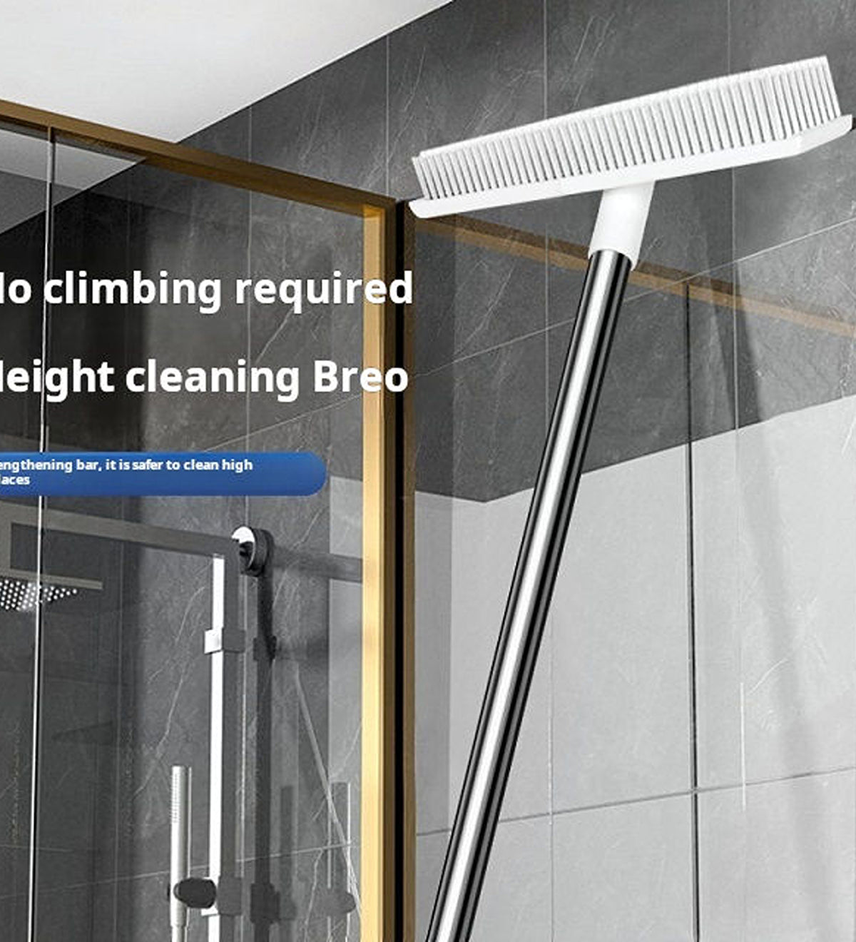 DZK 2-in-1 Floor Scrubber Brush with Rubber Wiper Long Handle