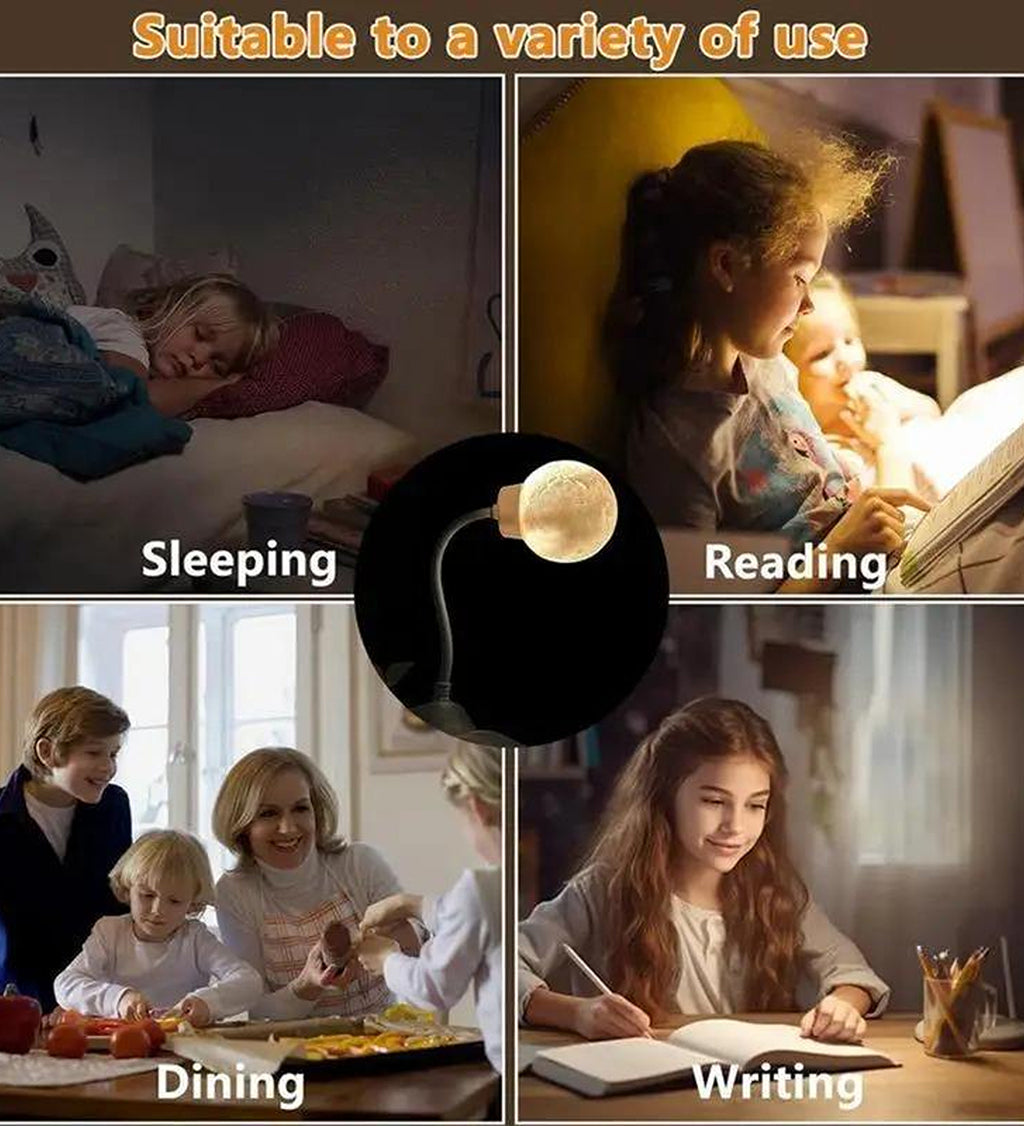 Moon Night Light USB LED Lamp Portable Flexible Reading Light