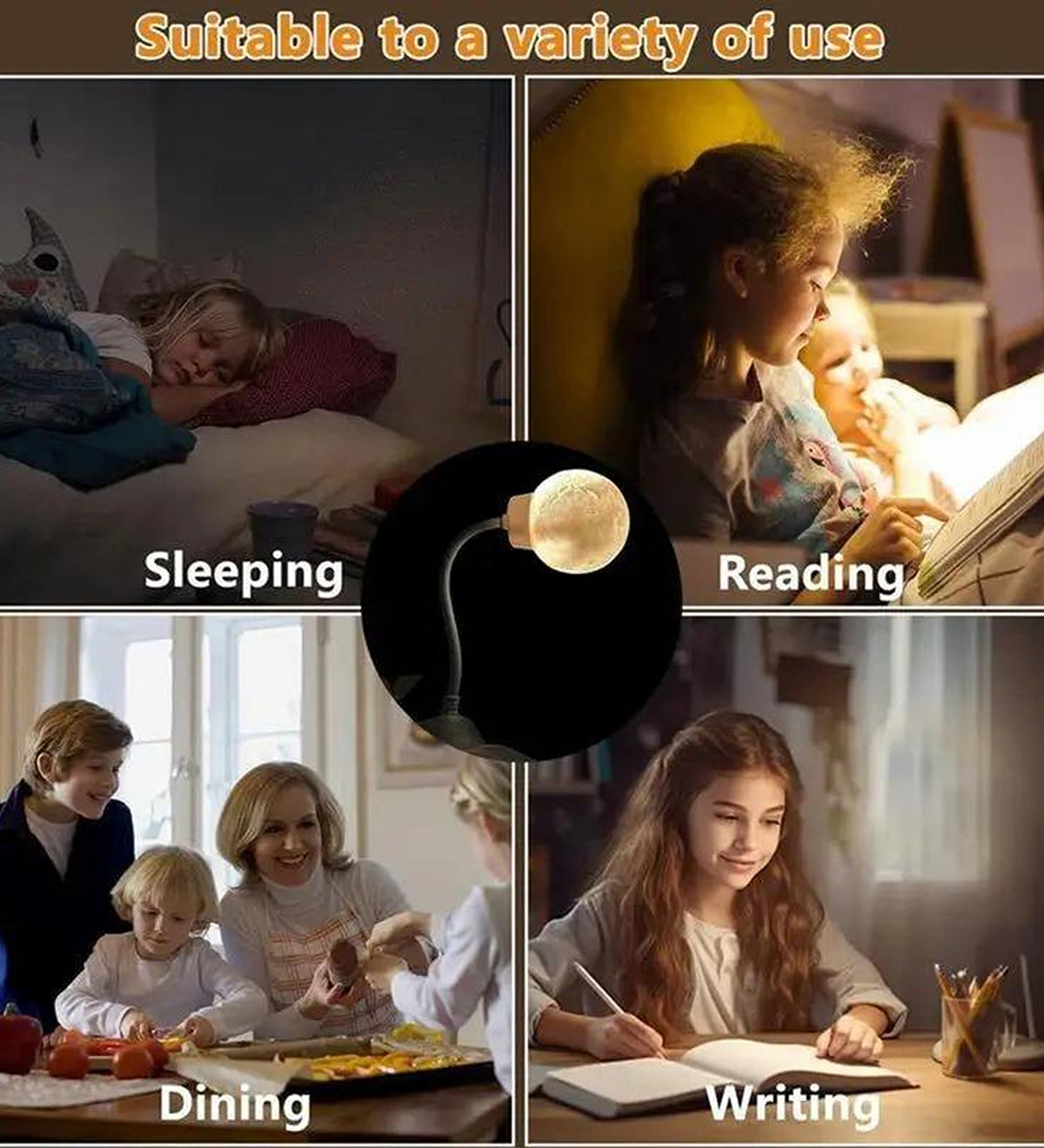 Moon Night Light USB LED Lamp Portable Flexible Reading Light