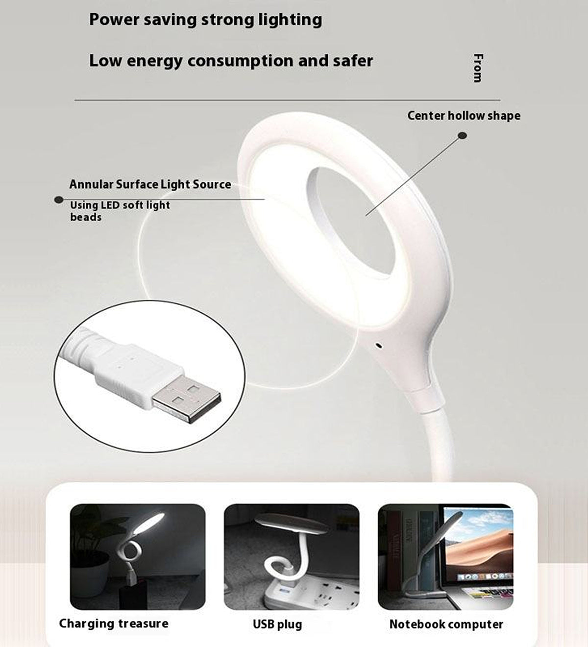 USB Voice Control LED Night Light Flexible Reading Lamp