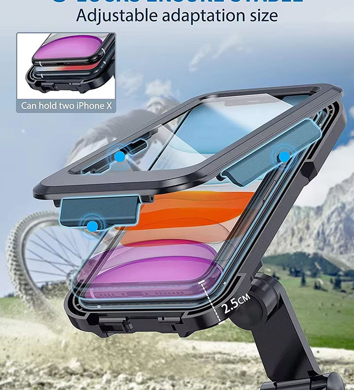 DZK Waterproof Motorcycle Bike Mobile Phone Holder with Handlebar Mount