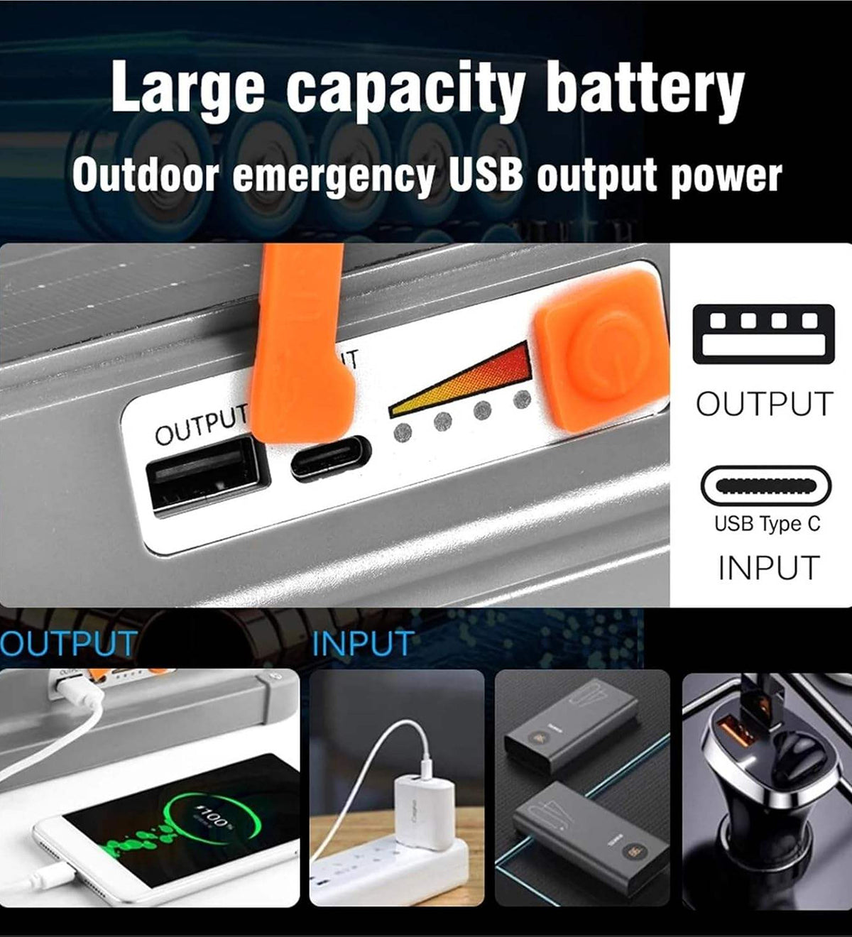 30W Rechargeable Solar LED Camping Light IP66 Portable Emergency Flood Light