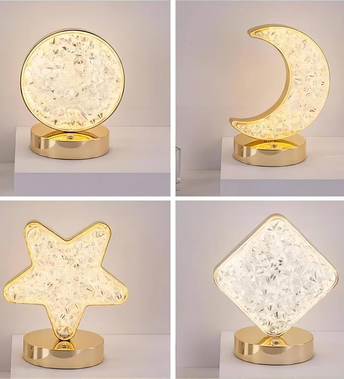 Modern Novelty LED Crystal Star Desk Lamp Rechargeable Touch Table Lamp