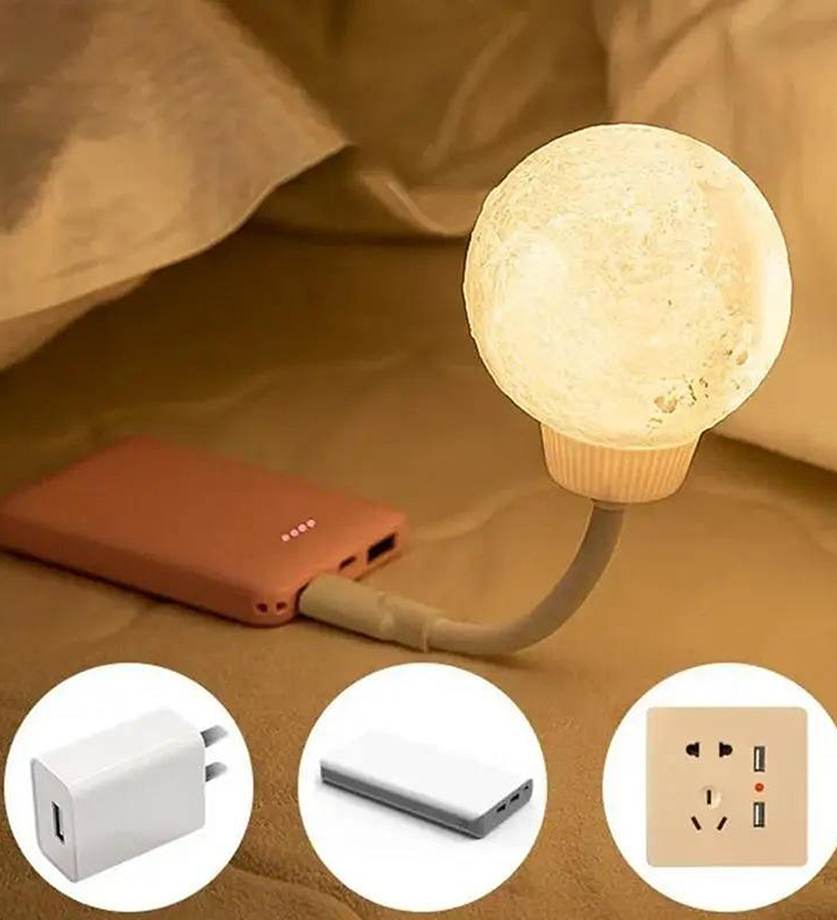 Moon Night Light USB LED Lamp Portable Flexible Reading Light