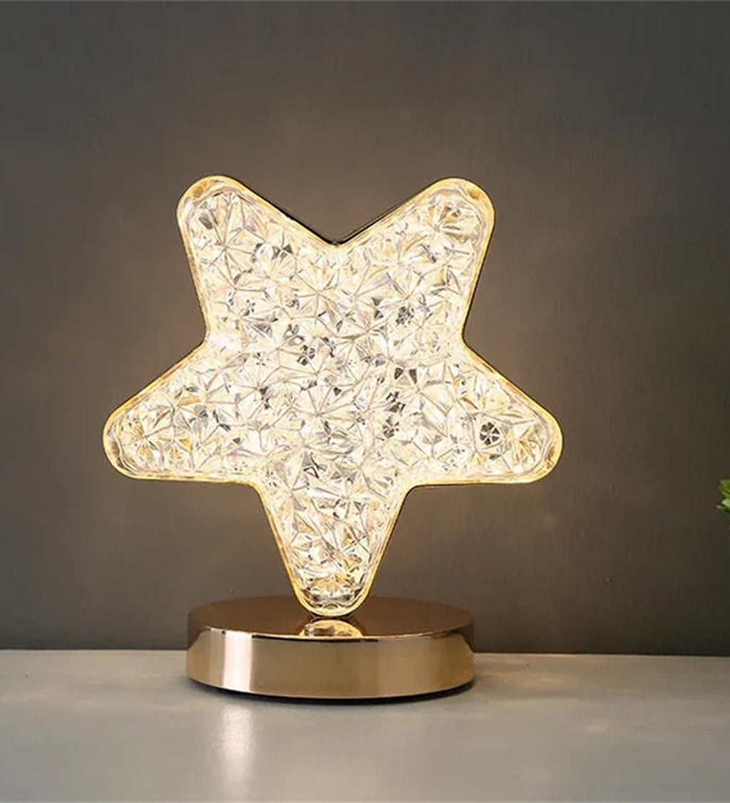 Modern Novelty LED Crystal Star Desk Lamp Rechargeable Touch Table Lamp