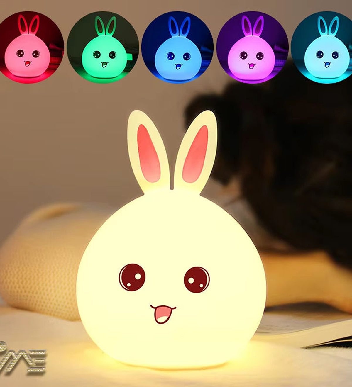 Mini Rabbit Shape Silicone LED Night Light for Kids Bedroom