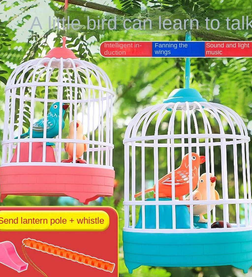 Kids Lovely Bird Cage with Light, Music & Voice Control Talking Bird Toy