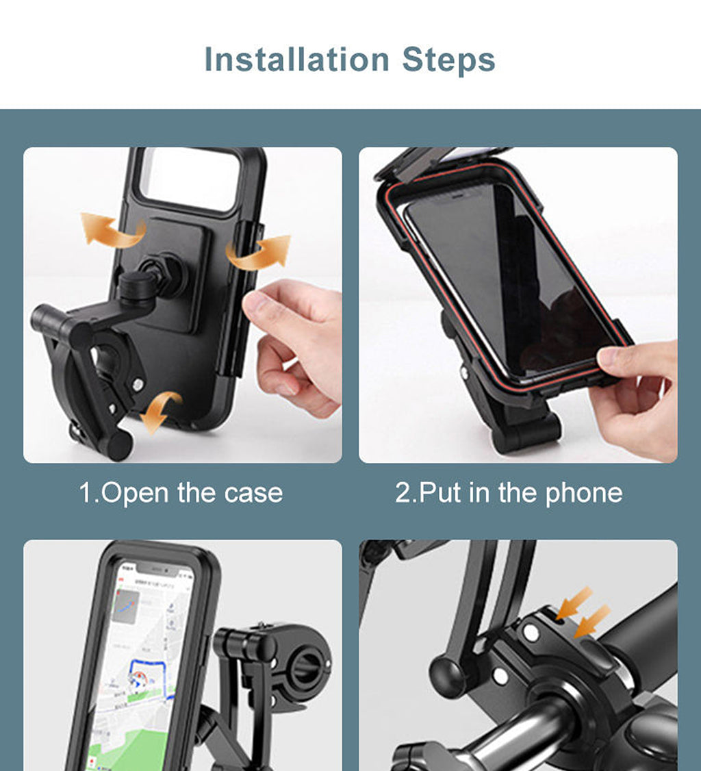 DZK Waterproof Motorcycle Bike Mobile Phone Holder with Handlebar Mount