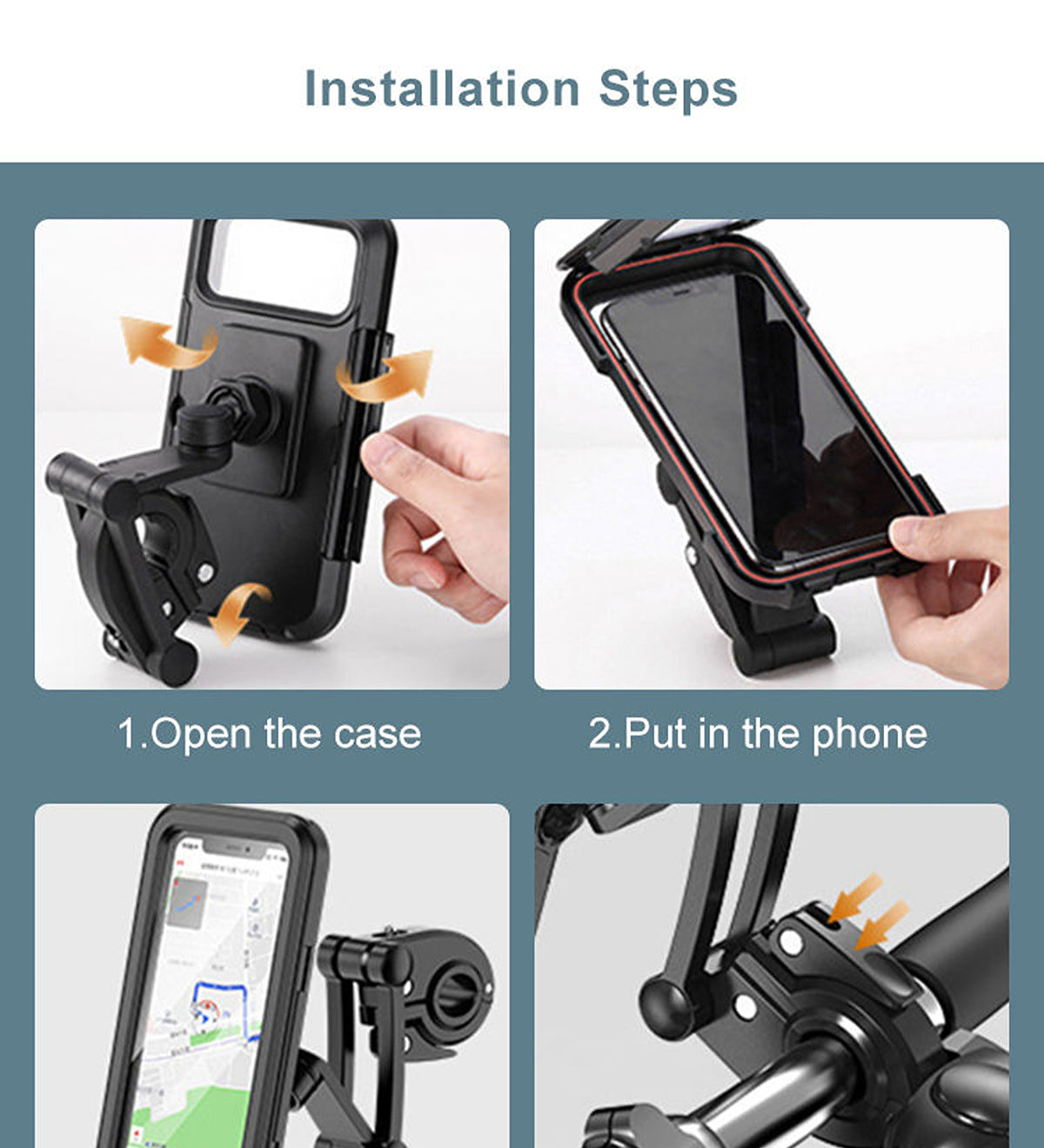 DZK Waterproof Motorcycle Bike Mobile Phone Holder with Handlebar Mount