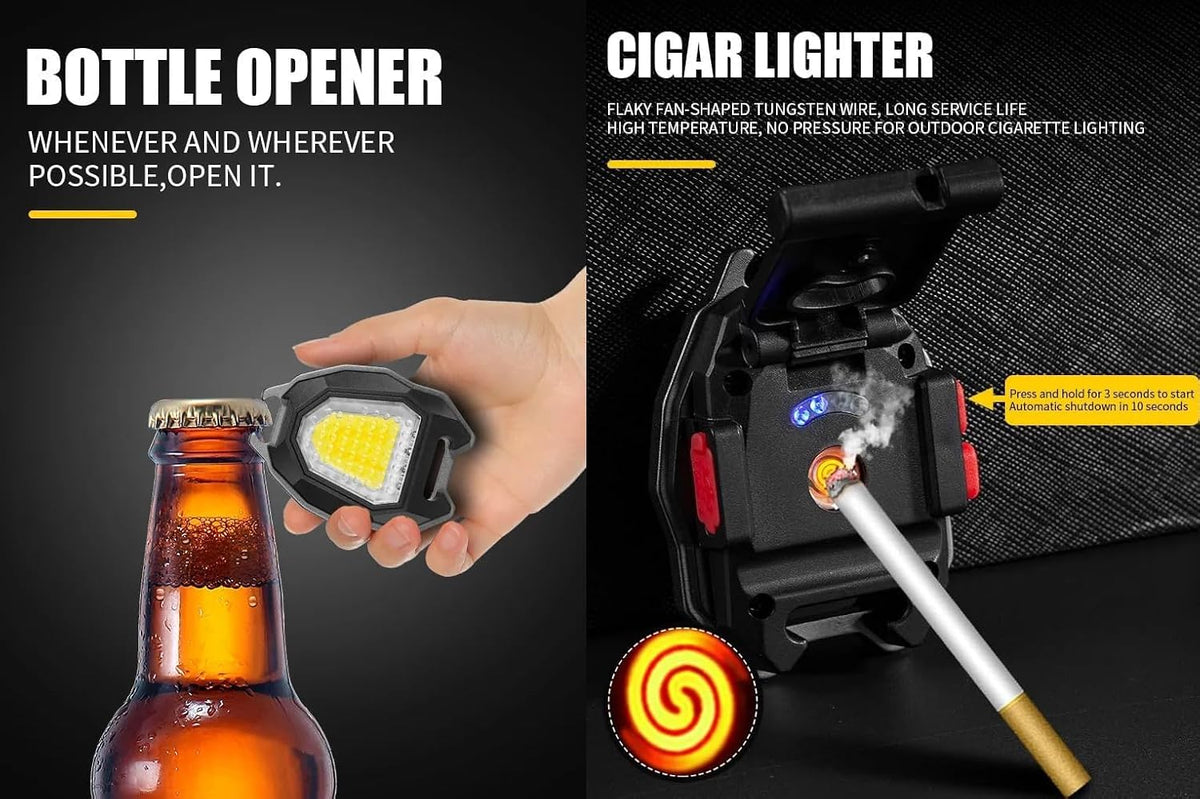 W5144 LED Rechargeable Keychain Light with Lighter, Bottle Opener & Magnet