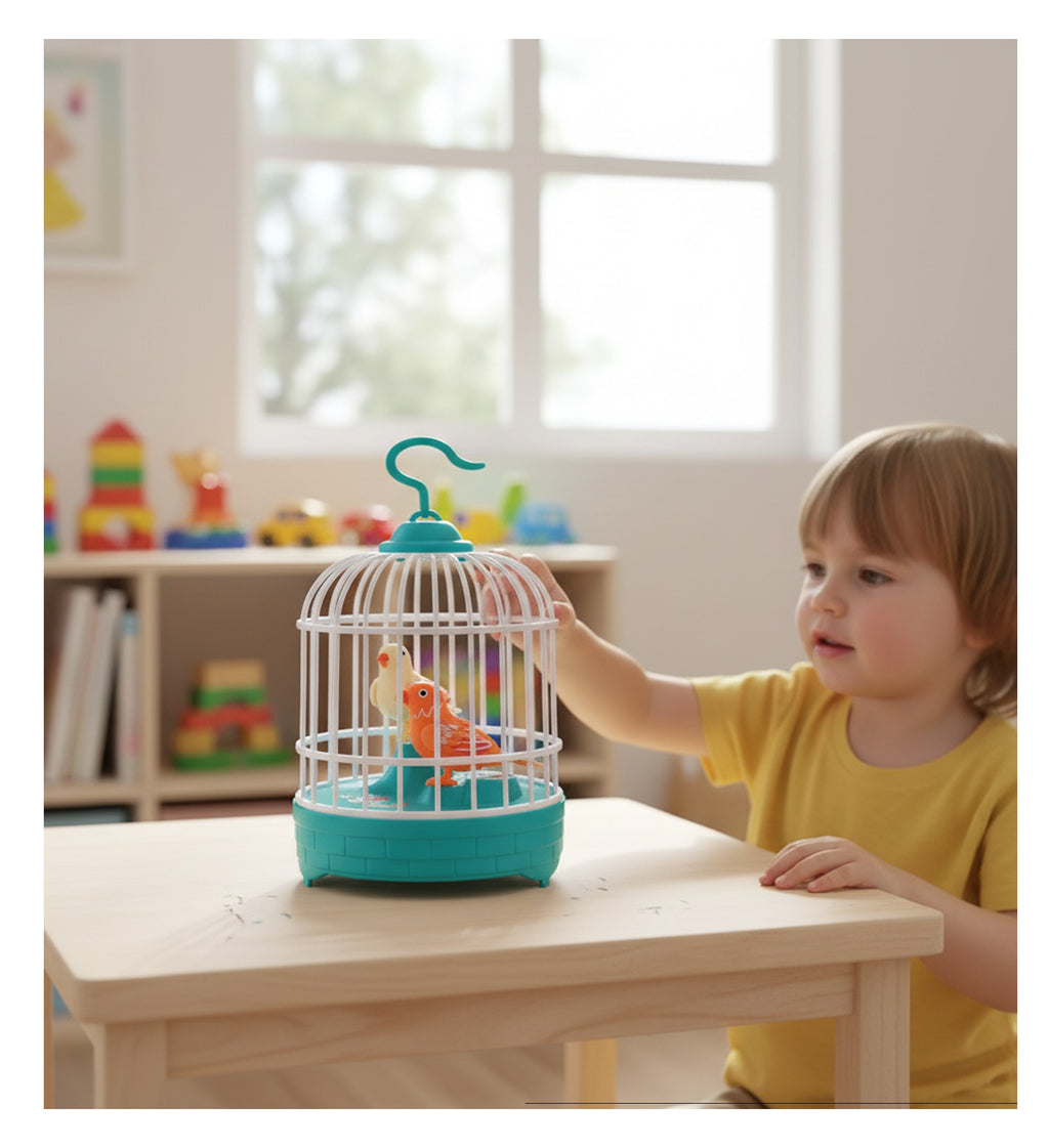 Kids Lovely Bird Cage with Light, Music & Voice Control Talking Bird Toy