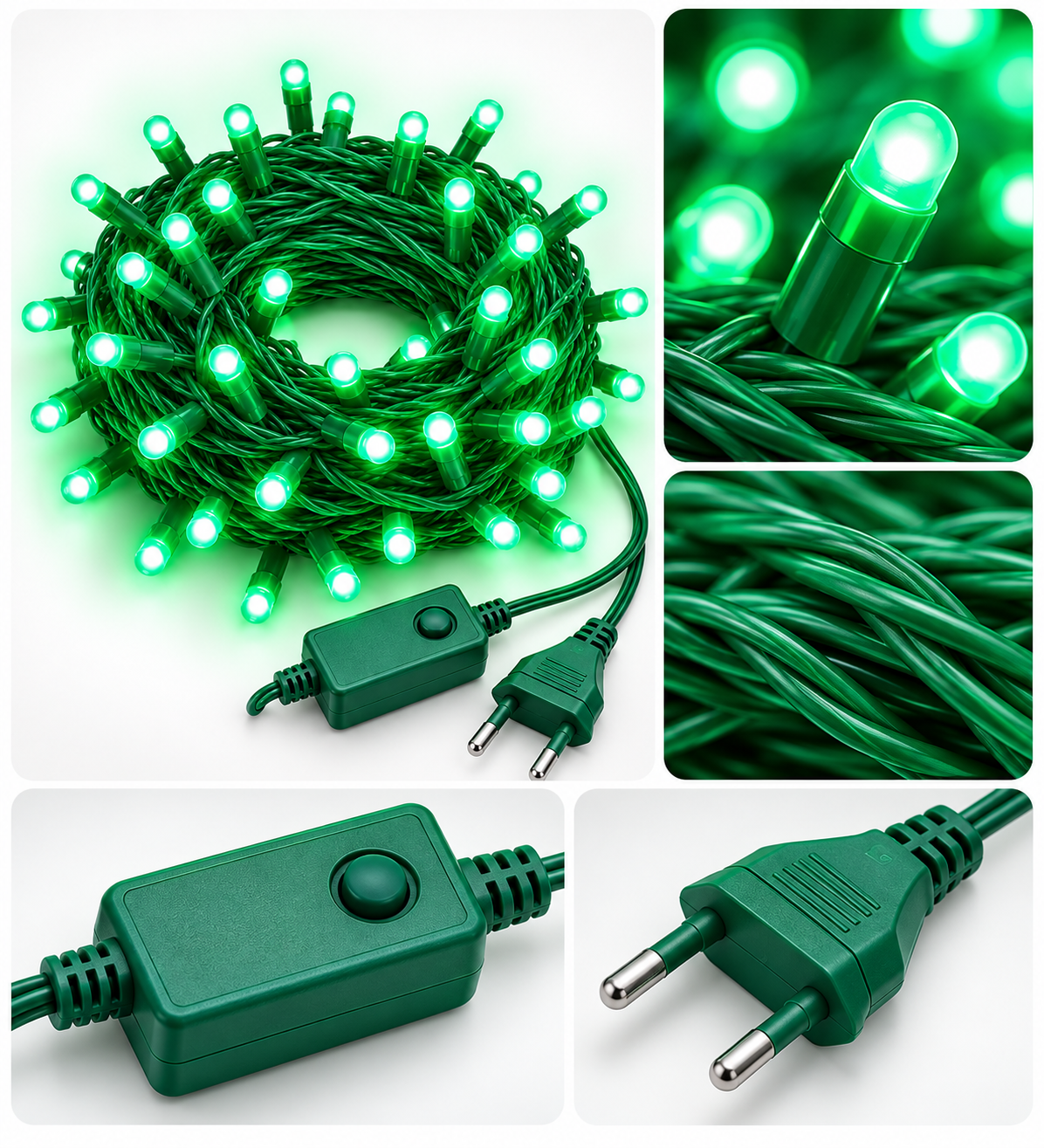 Bright Green LED Fairy String Lights with Plug & Controller for Festival, Home, Christmas & Party Decoration