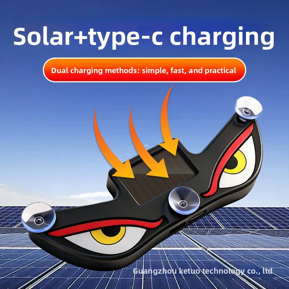 Devil Eyes Solar LED Car Light | Type-C Rechargeable Car Windshield Decorative Light