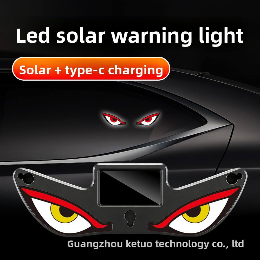 Devil Eyes Solar LED Car Light | Type-C Rechargeable Car Windshield Decorative Light