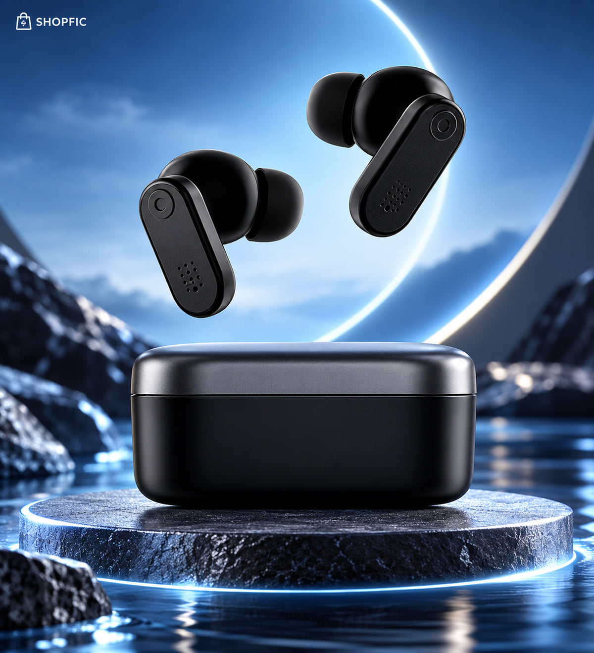 True Wireless Bluetooth Earbuds with Charging Case | Touch Control, Clear Sound & Comfortable Fit – Black