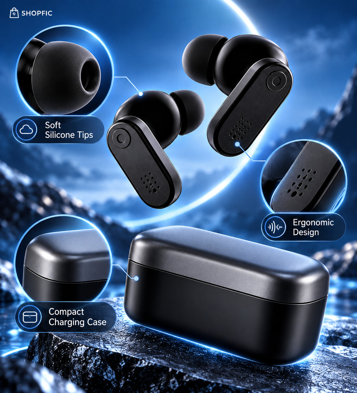 True Wireless Bluetooth Earbuds with Charging Case | Premium TWS Earphones for Music, Calls & Daily Use