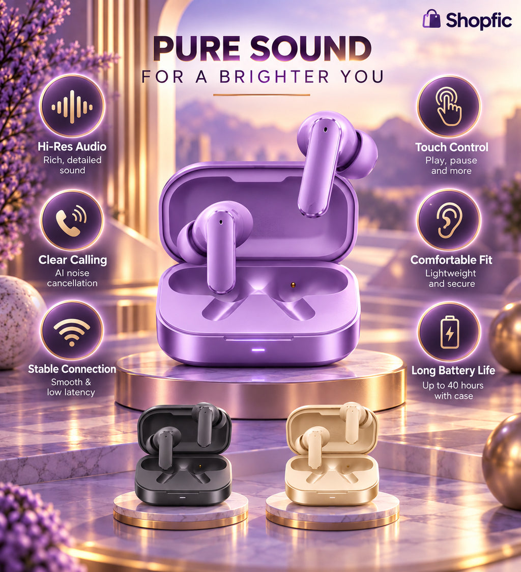 Premium True Wireless Bluetooth Earbuds with Charging Case | Stylish TWS In-Ear Earphones for Music, Calls & Everyday Use