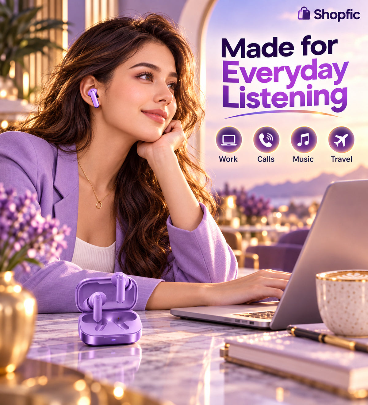 Premium True Wireless Bluetooth Earbuds with Charging Case | Stylish TWS In-Ear Earphones for Music, Calls & Everyday Use