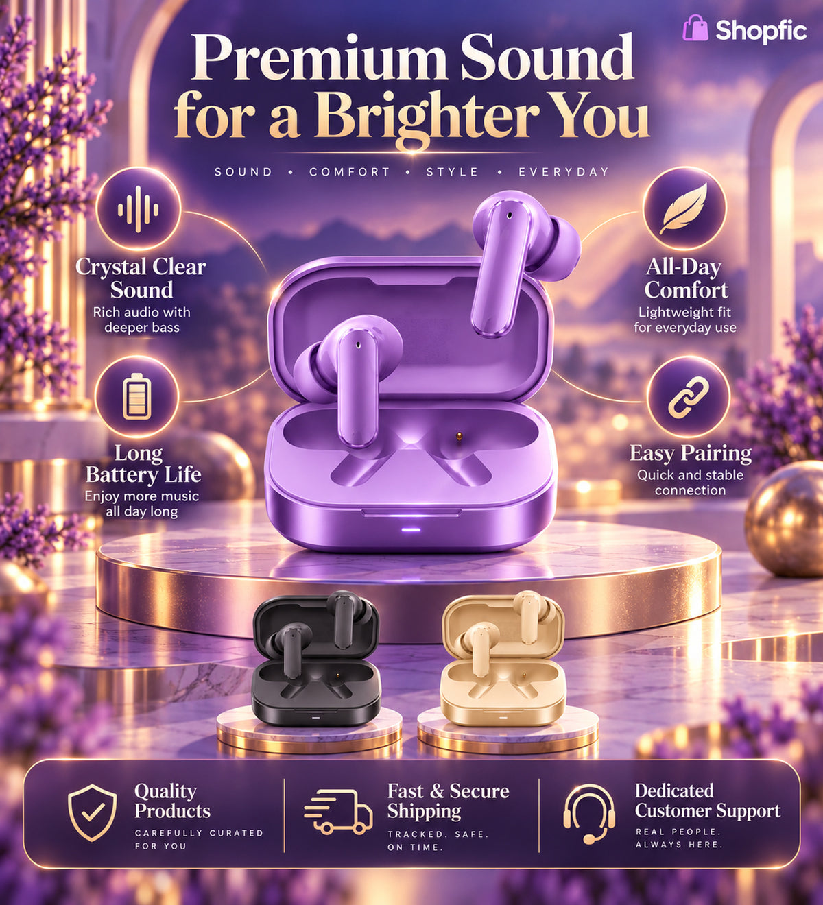 Premium True Wireless Bluetooth Earbuds with Charging Case | Stylish TWS In-Ear Earphones for Music, Calls & Everyday Use