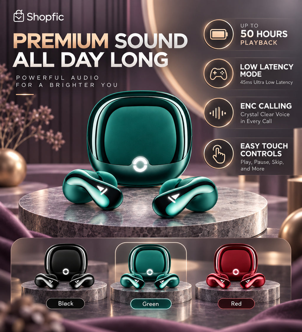Premium True Wireless Bluetooth Earbuds with Charging Case | 50 Hours Playback, ENC Calling, Low Latency & Touch Controls