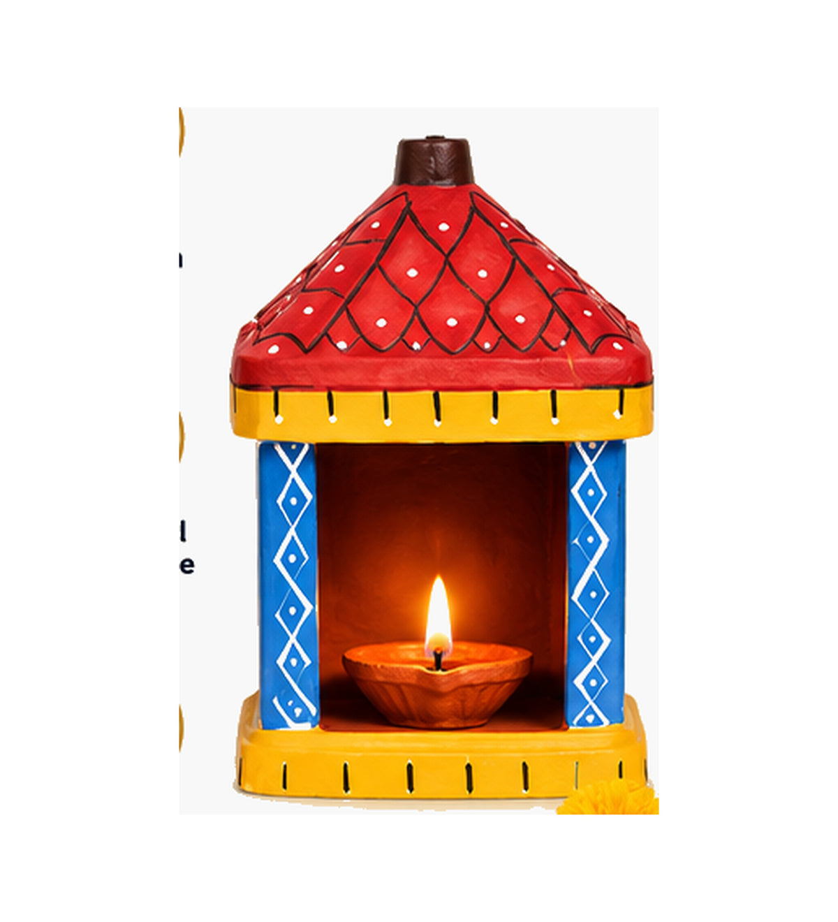 Handcrafted Terracotta Designer Mandir Diya Holder | Decorative Clay Pooja Lantern for Diwali, Home Decor & Gifting
