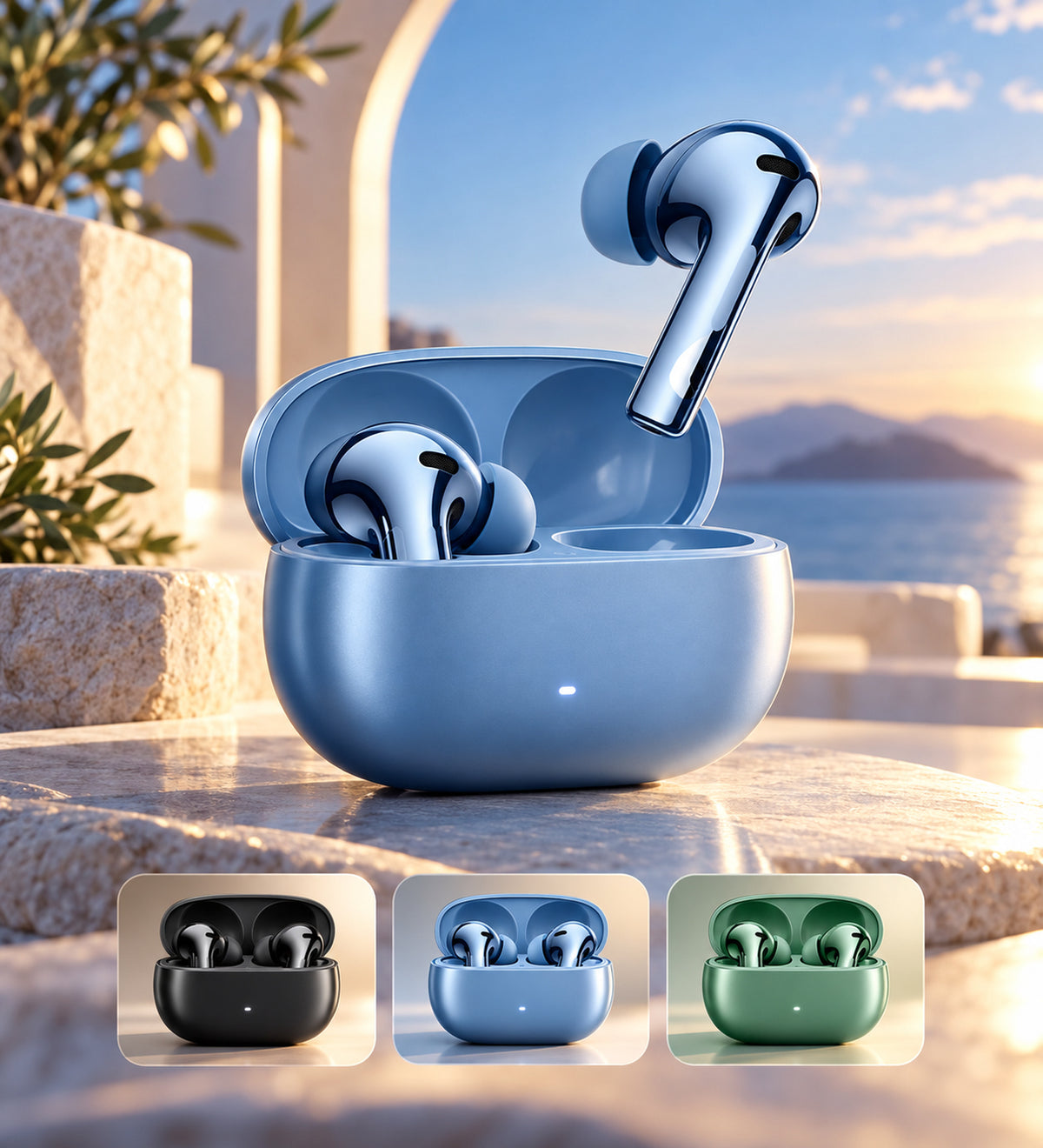 Premium True Wireless Bluetooth Earbuds with Charging Case | Hi-Res Audio, Touch Control, Stable Connection & Long Battery Life – Blue
