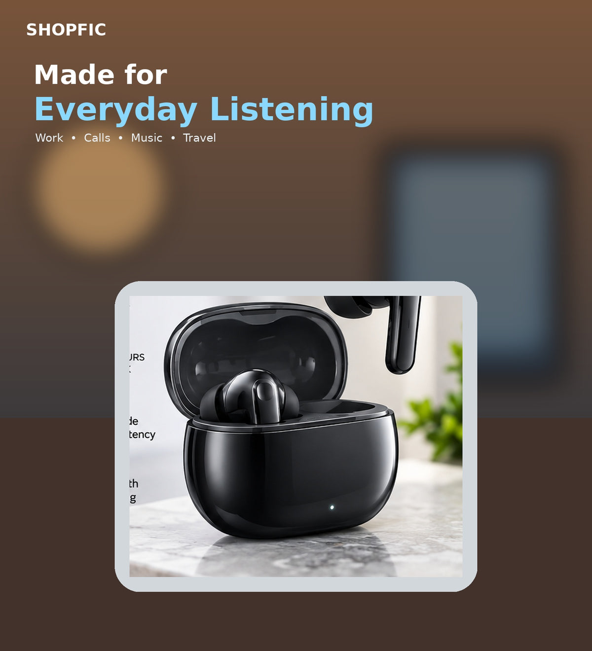 True Wireless Bluetooth Earbuds with Premium Sound, Clear Calling, Touch Control & Charging Case