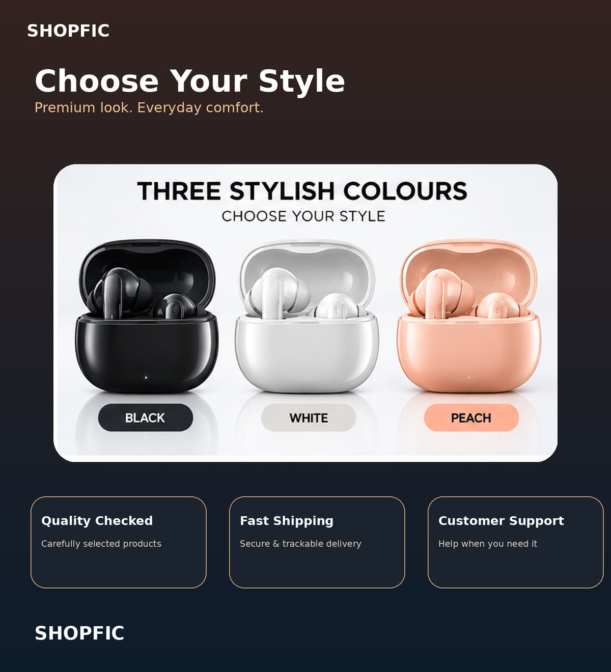 True Wireless Bluetooth Earbuds with Premium Sound, Clear Calling, Touch Control & Charging Case