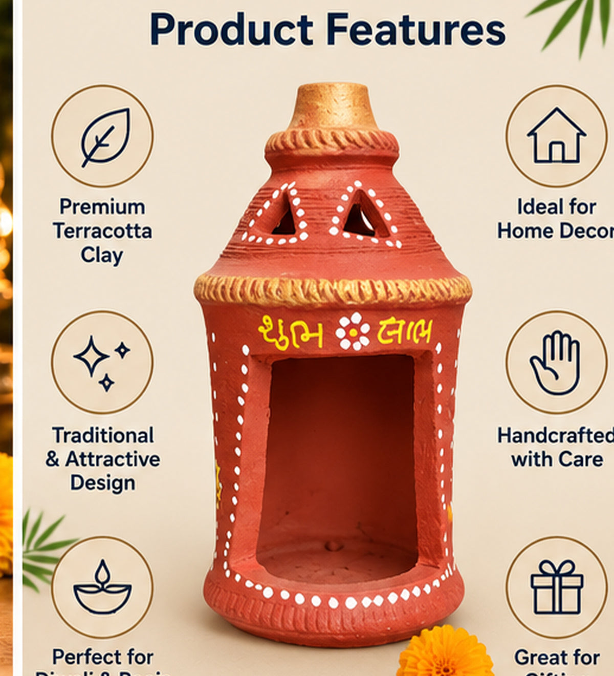Handcrafted Terracotta Diya Lantern | Traditional Clay Decorative Lantern for Diwali, Pooja, Home & Festive Decor