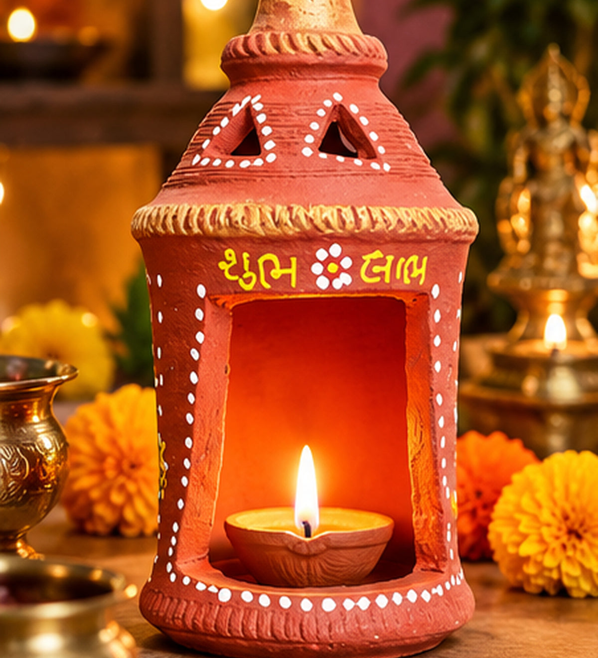 Handcrafted Terracotta Diya Lantern | Traditional Clay Decorative Lantern for Diwali, Pooja, Home & Festive Decor