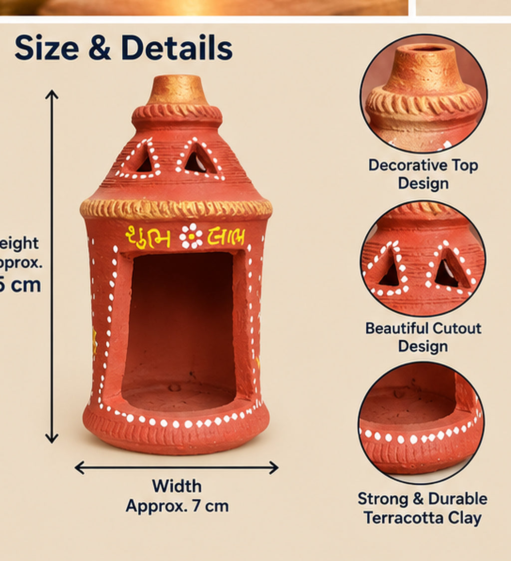Handcrafted Terracotta Diya Lantern | Traditional Clay Decorative Lantern for Diwali, Pooja, Home & Festive Decor