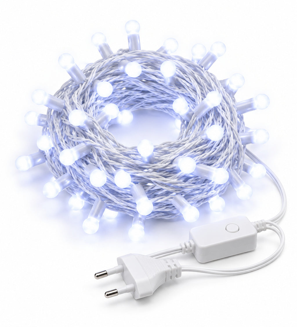 11 Meter 44 LED White String Light with White Wire | Plug & Play Decorative Fairy Light for Bedroom, Home, Festival & Indoor Decor