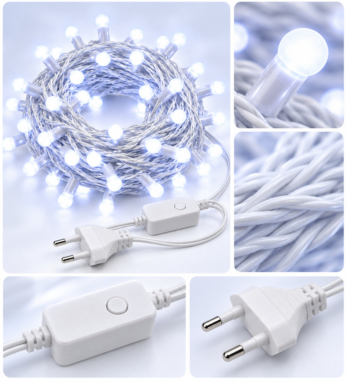 11 Meter 44 LED White String Light with White Wire | Plug & Play Decorative Fairy Light for Bedroom, Home, Festival & Indoor Decor